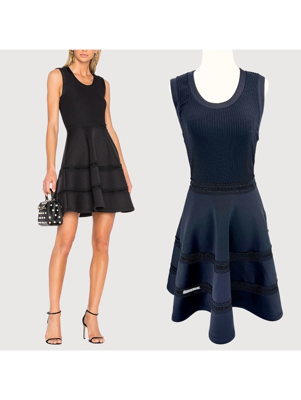 Carven Ruffle Fit & Flare Mini Dress Black Small